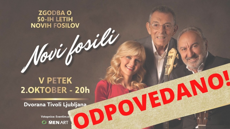 Odpovedan koncert NOVI FOSILI, 2. 10, Hala Tivoli